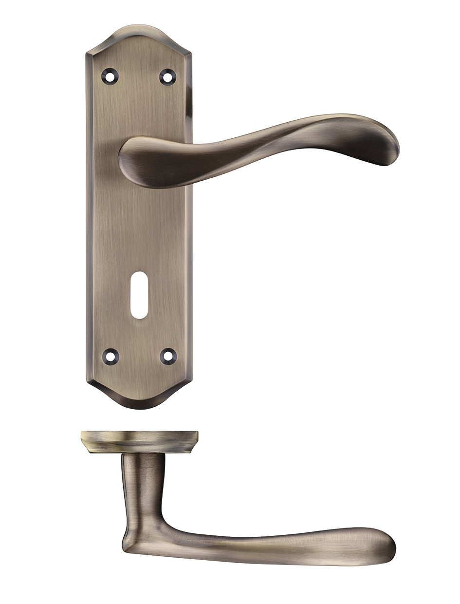 Zoo Hardware PR061FB Project Asti Lever on Lock Backplate Florentine Bronze