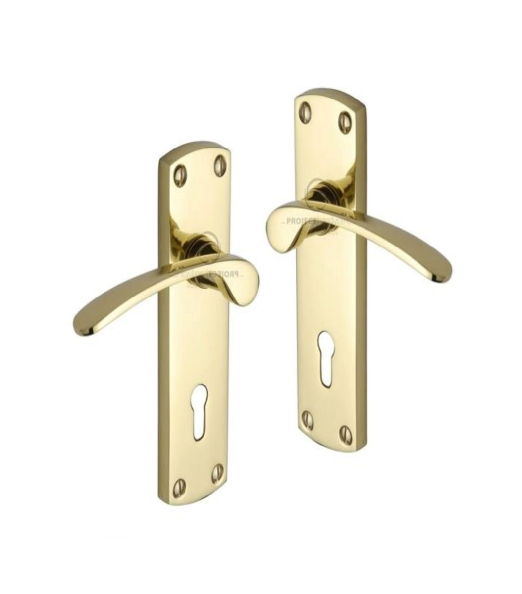 Project Hardware PR400-PB Door Handle Lever Lock Luca Design Polished Brass finish