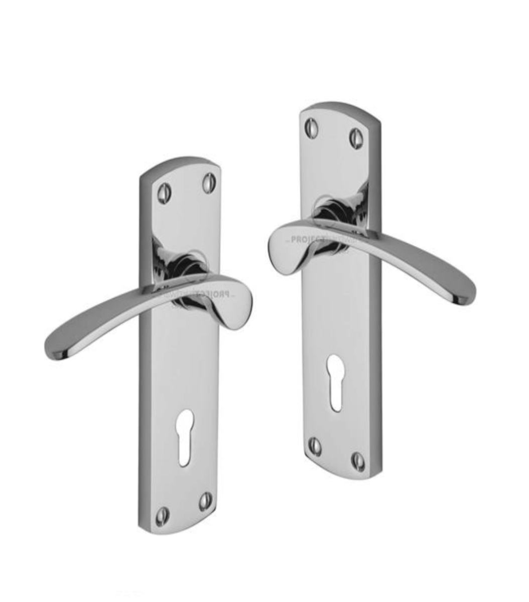Project Hardware PR400-PC Door Handle Lever Lock Luca Design Polished Chrome finish