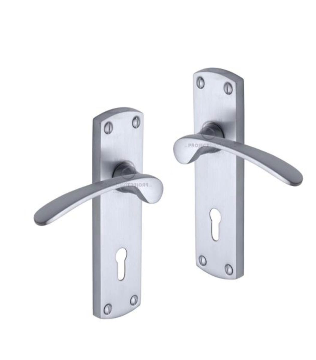 Project Hardware PR400-SC Door Handle Lever Lock Luca Design Satin Chrome finish