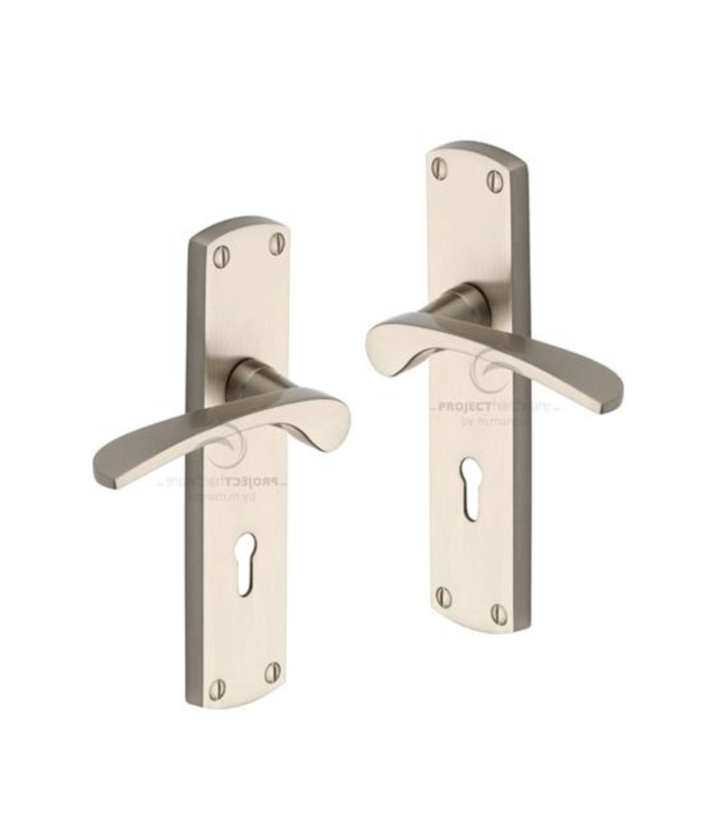 Project Hardware PR400-SN Door Handle Lever Lock Luca Design Satin Nickel finish