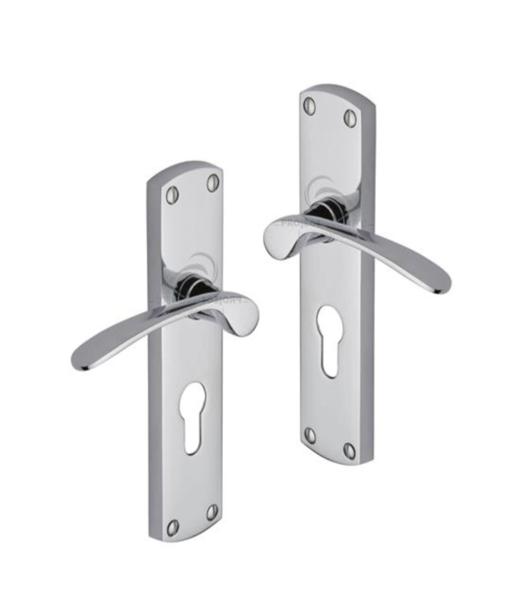 Project Hardware PR448-PC Door Handle for Euro Profile Plate Luca Design Polished Chrome finish