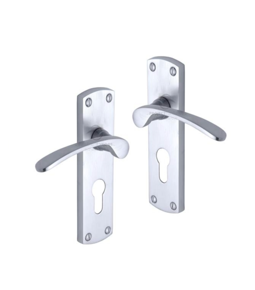 Project Hardware PR448-SC Door Handle for Euro Profile Plate Luca Design Satin Chrome finish
