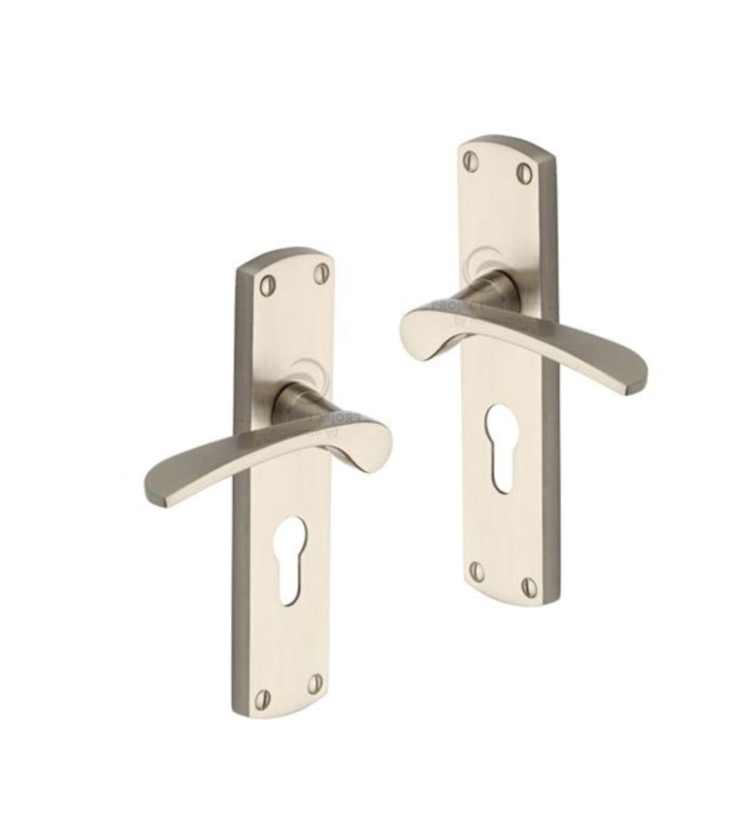 Project Hardware PR448-SN Door Handle for Euro Profile Plate Luca Design Satin Nickel finish