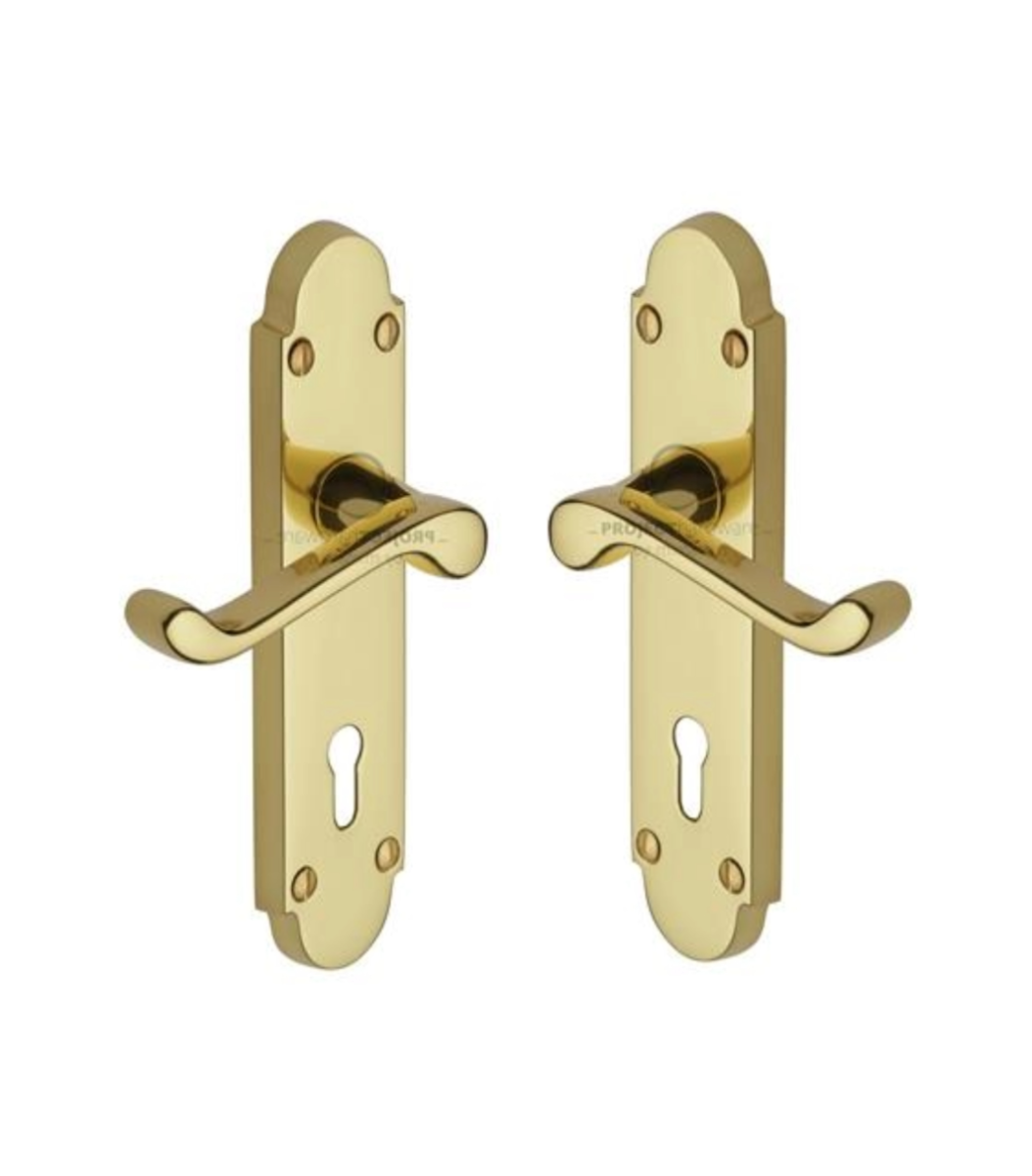 Project Hardware PR500-PB Door Handle Lever Lock Milton Design Polished Brass finish