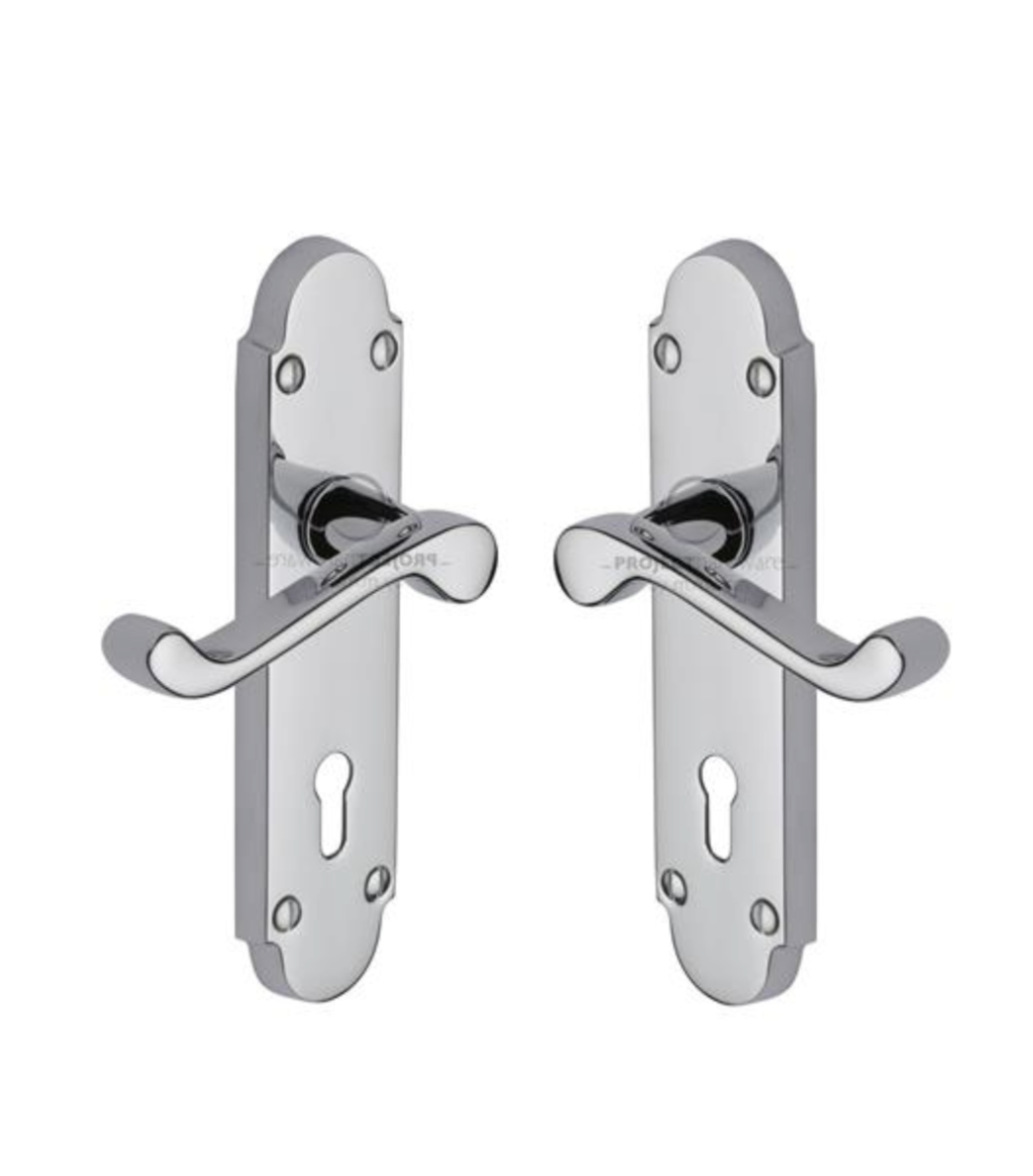 Project Hardware PR500-PC Door Handle Lever Lock Milton Design Polished Chrome finish