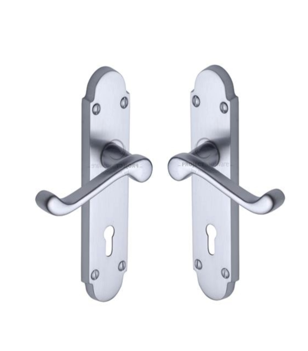 Project Hardware PR500-SC Door Handle Lever Lock Milton Design Satin Chrome finish