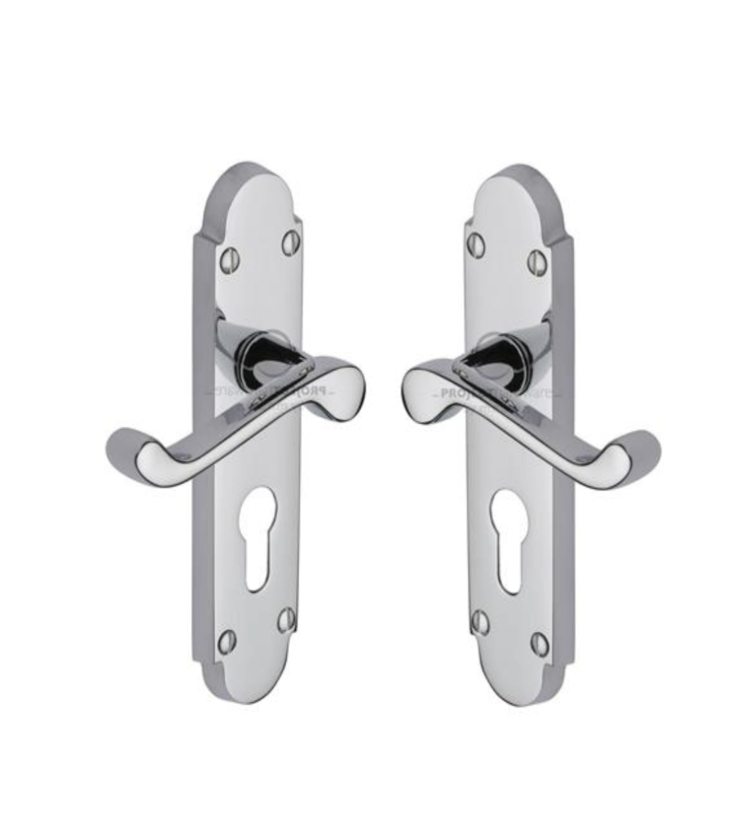 Project Hardware PR548-PC Door Handle for Euro Profile Plate Milton Design Polished Chrome finish