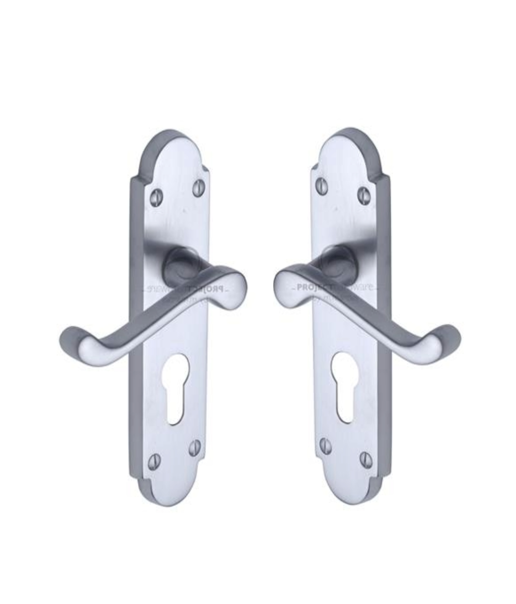 Project Hardware PR548-SC Door Handle for Euro Profile Plate Milton Design Satin Chrome finish