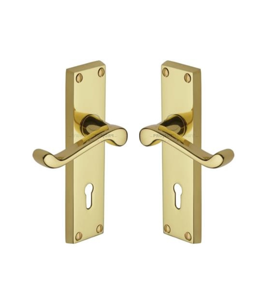 Project Hardware PR600-PB Door Handle Lever Lock Malvern Design Polished Brass finish