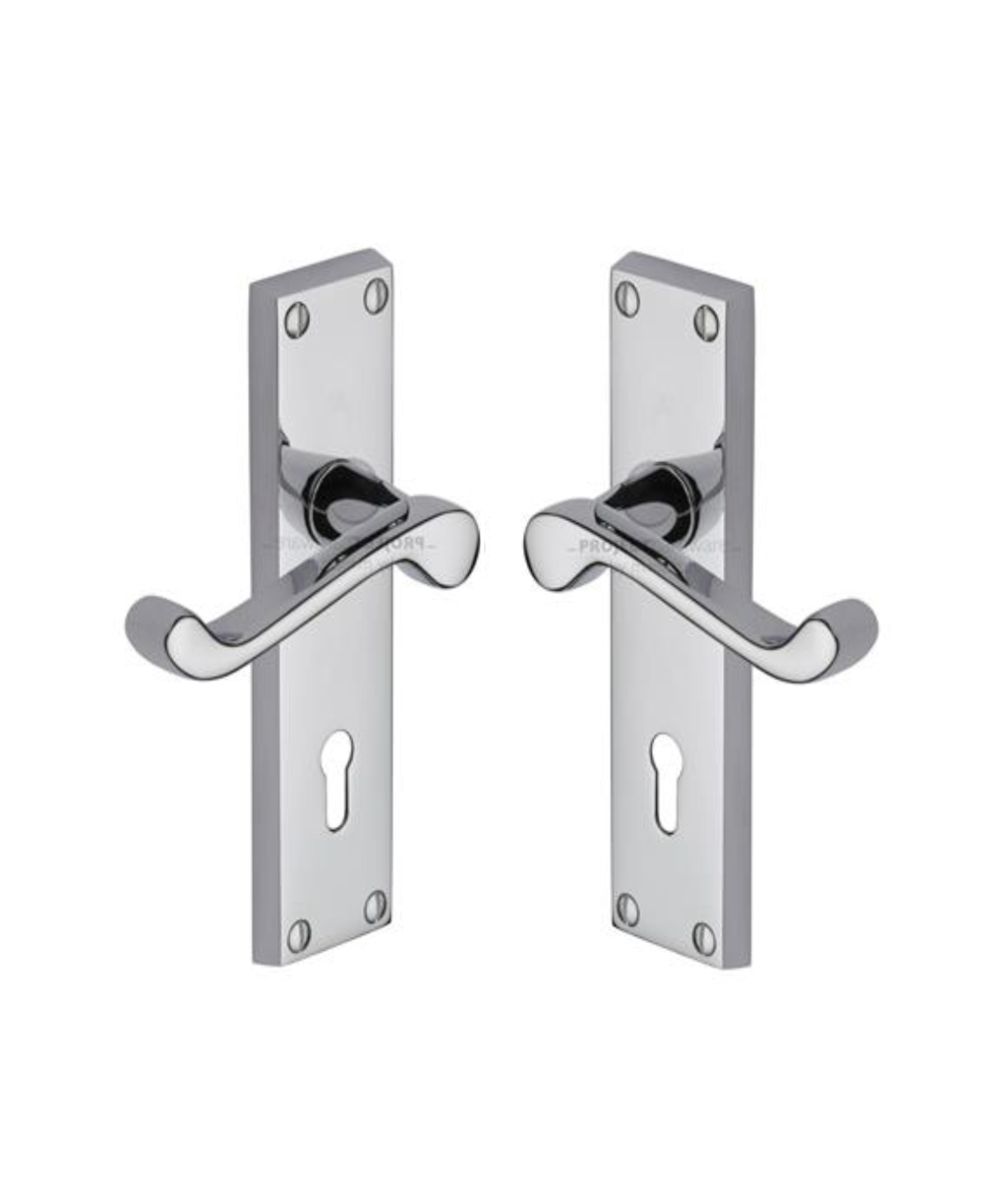 Project Hardware PR600-PC Door Handle Lever Lock Malvern Design Polished Chrome finish