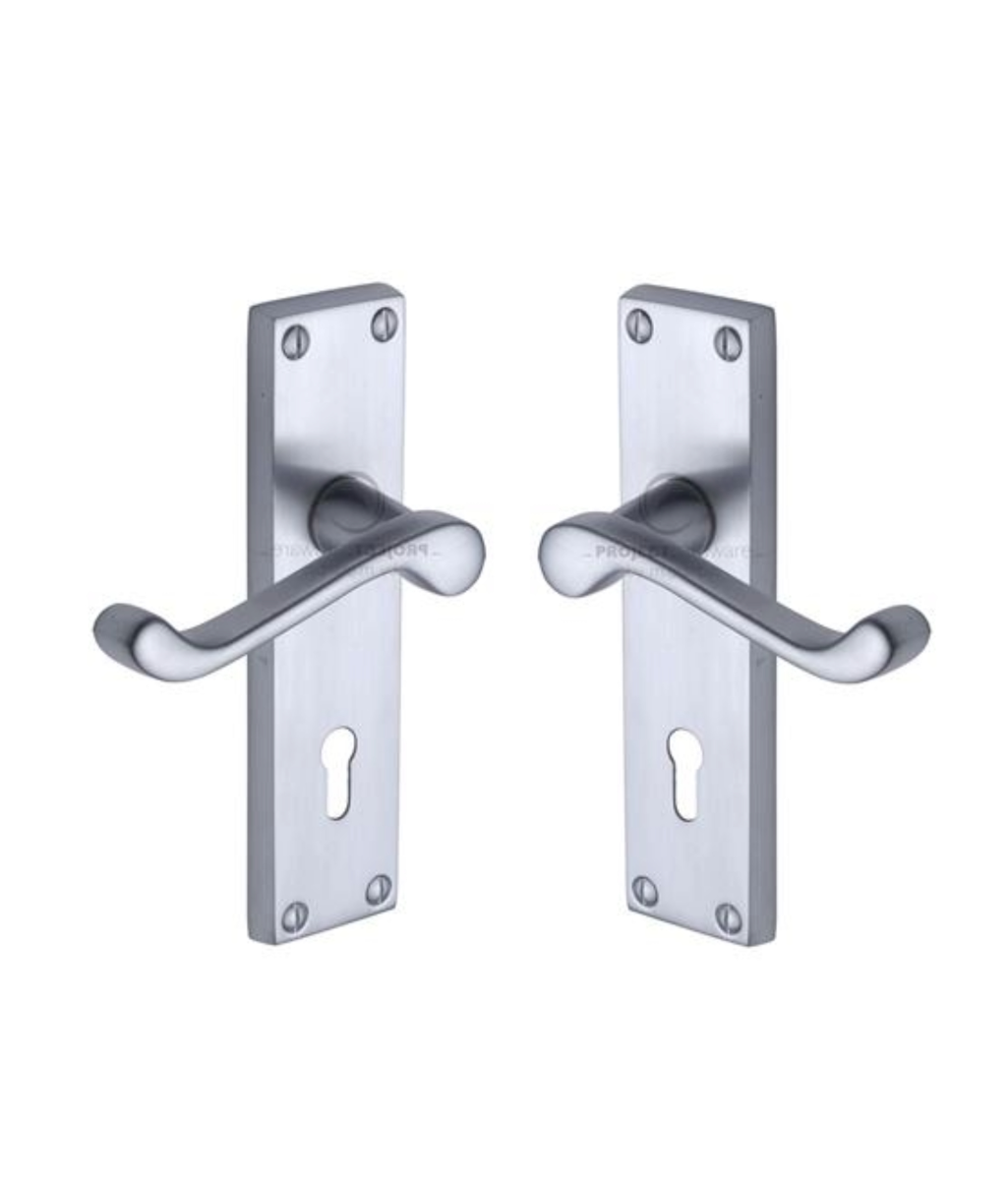 Project Hardware PR600-SC Door Handle Lever Lock Malvern Design Satin Chrome finish