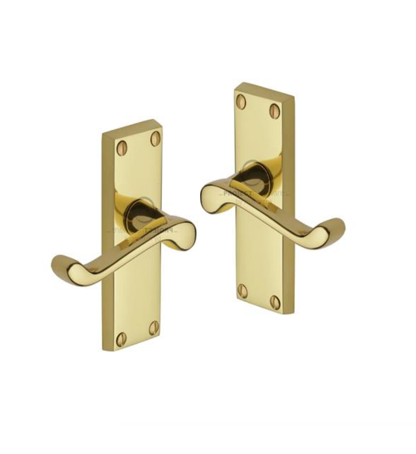 Project Hardware PR610-PB Door Handle Lever Latch Malvern Short Design Polished Brass finish