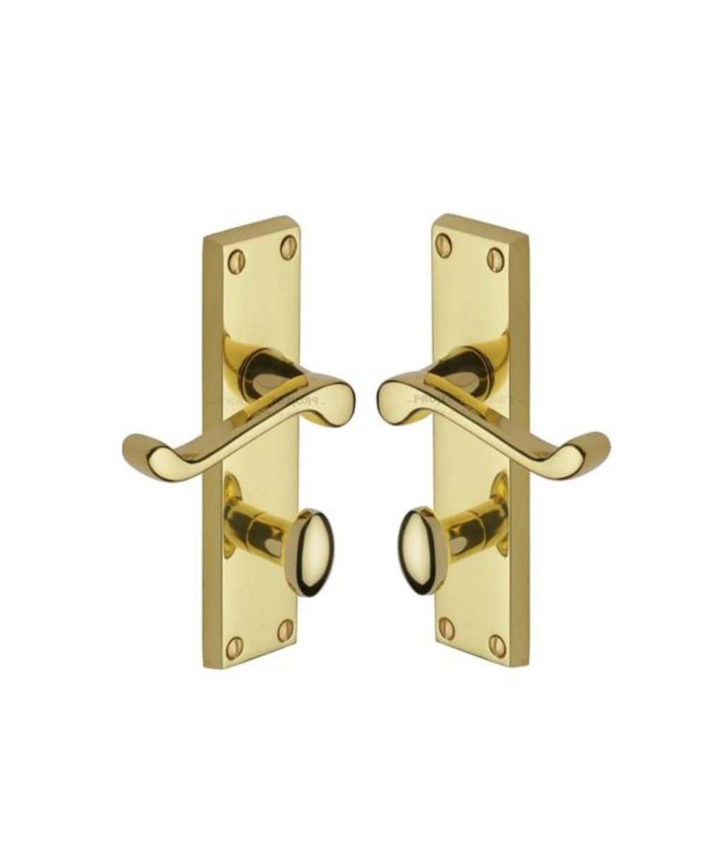 Project Hardware PR620-PB Door Handle for Bathroom Malvern Design Polished Brass finish