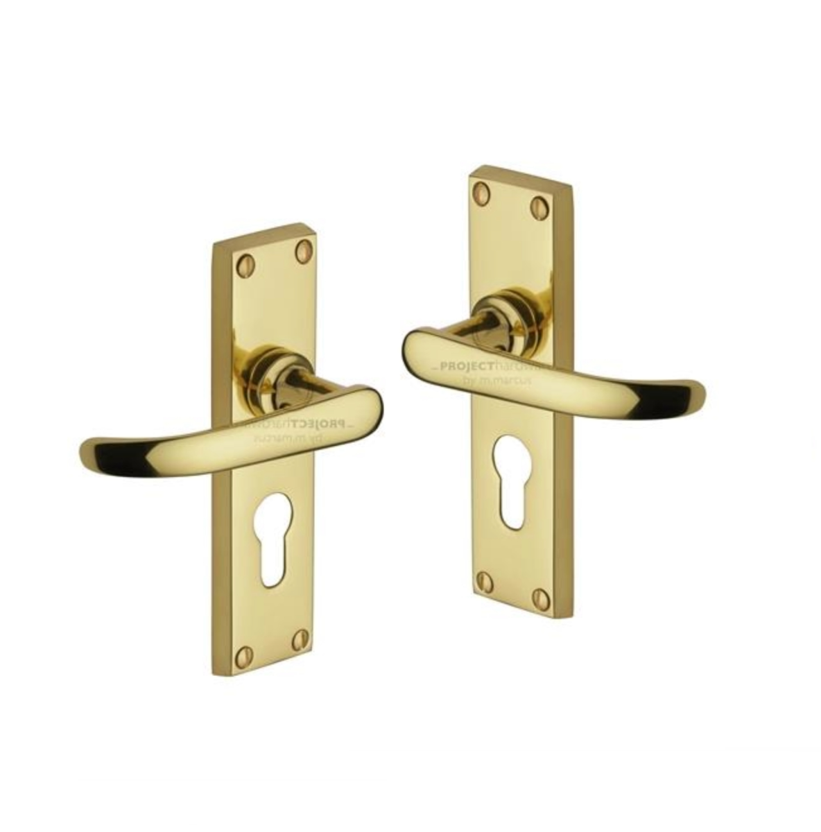 Project Hardware PR927-PB Door Handle for Euro Profile Plate Avon Design Polished Brass finish