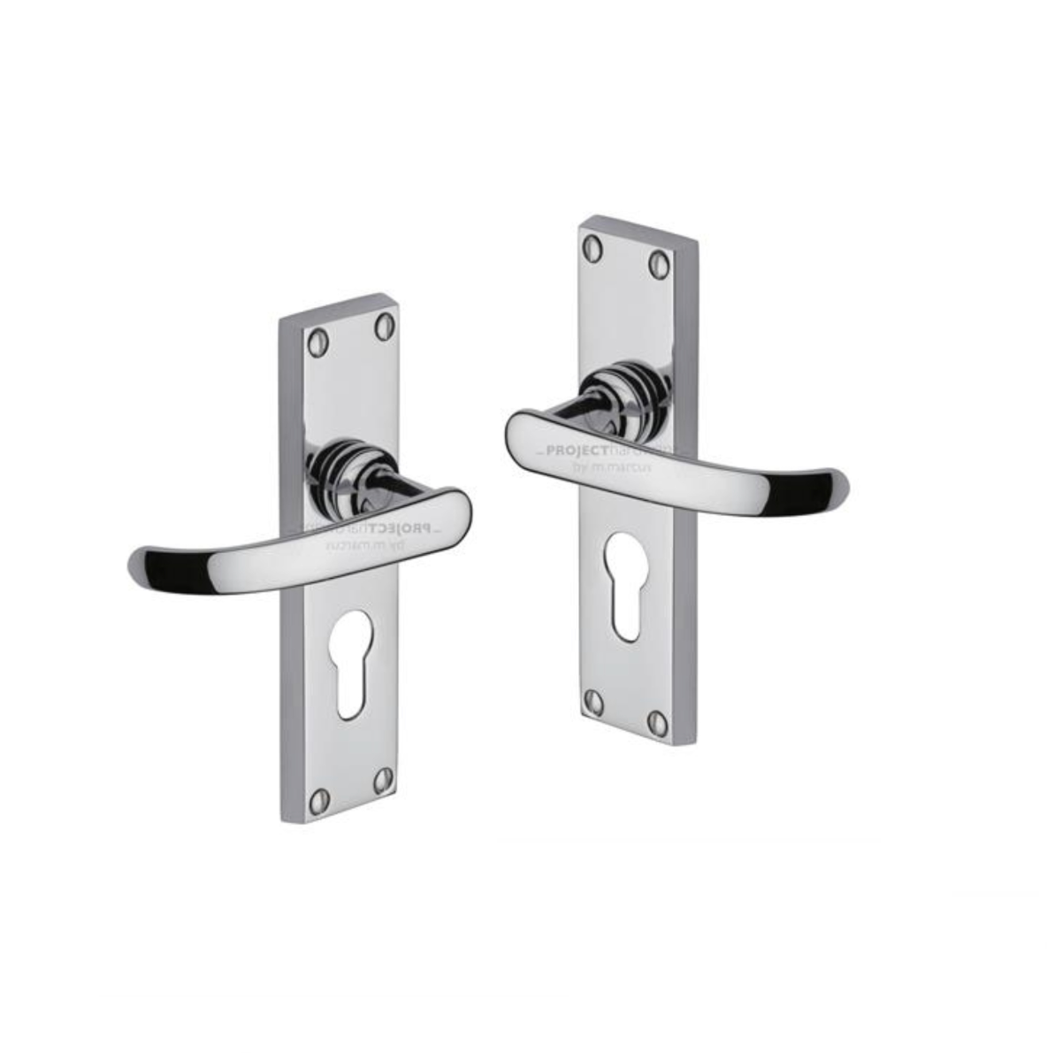 Project Hardware PR927-PC Door Handle for Euro Profile Plate Avon Design Polished Chrome finish