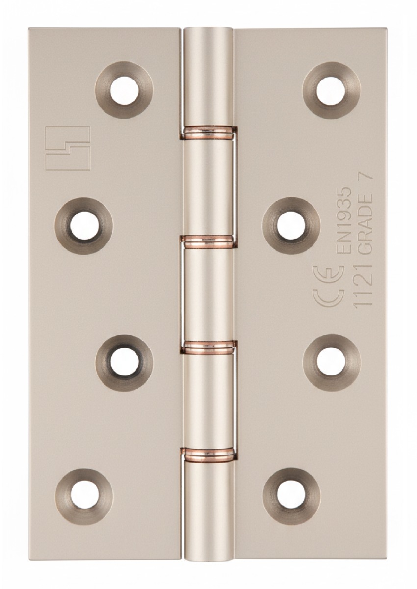 Simonswerk 1250CE Double Phosphor Bronze Washered Brass Butt Hinge CE marked FD30 fire rated 100mmx 75mm c/w Screws Pearl Nickel