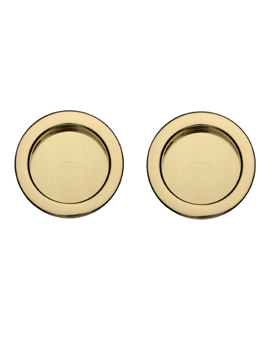 M.Marcus S.A.B Serrature RD2322-PB Sliding Round Flush Pull Pair Polished Brass