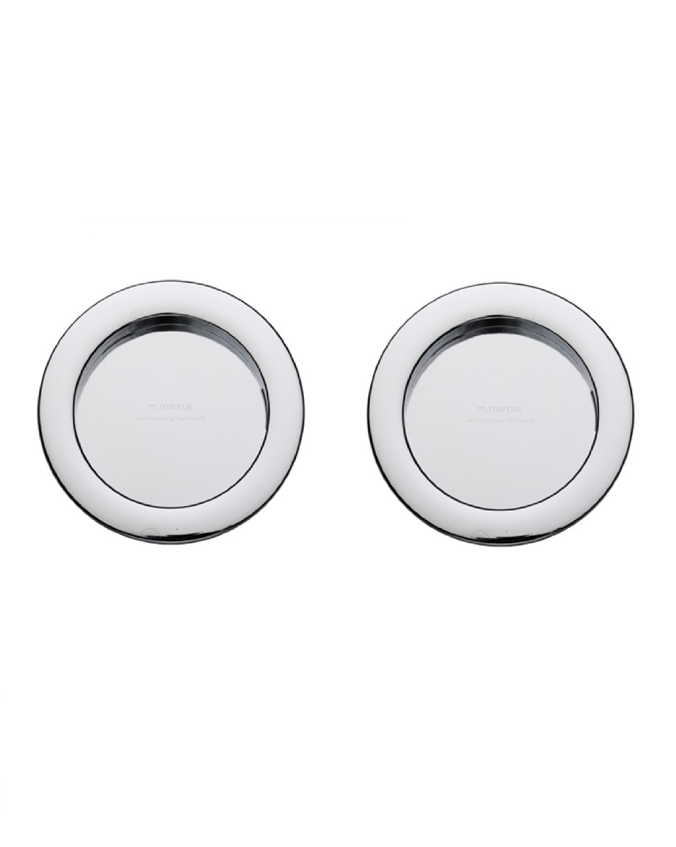 M.Marcus S.A.B Serrature RD2322-PC Sliding Round Flush Pull Pair Polished Chrome