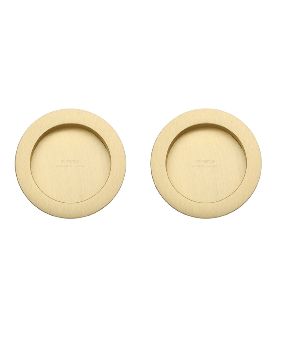 M.Marcus S.A.B Serrature RD2322-SB Sliding Round Flush Pull Pair Satin Brass