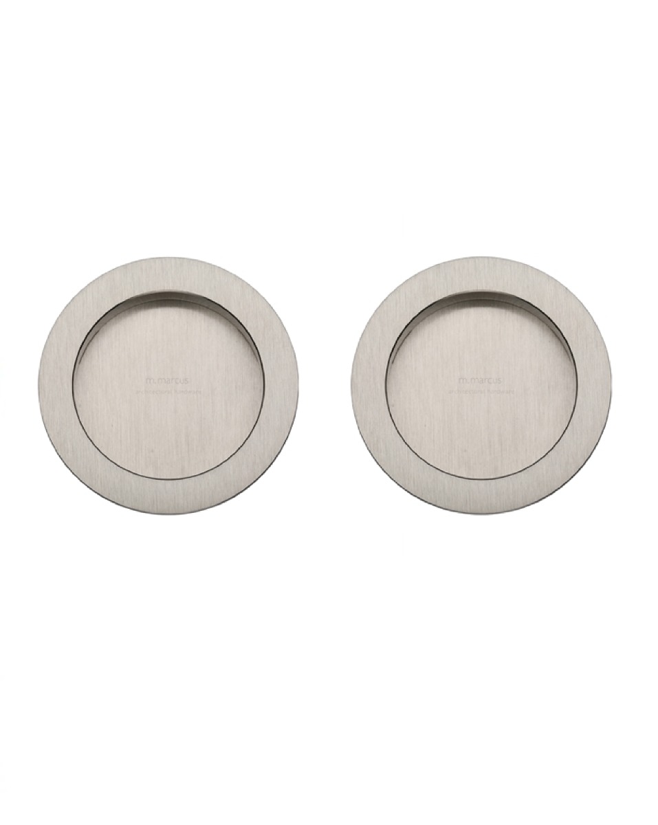 M.Marcus S.A.B Serrature RD2322-SN Sliding Round Flush Pull Pair Satin Nickel