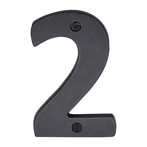 Rustic Dark Bronze Door Numeral 2 Screw Fixing 76mm (3