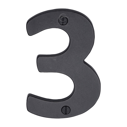 Rustic Dark Bronze Door Numeral 3 Screw Fixing 76mm (3