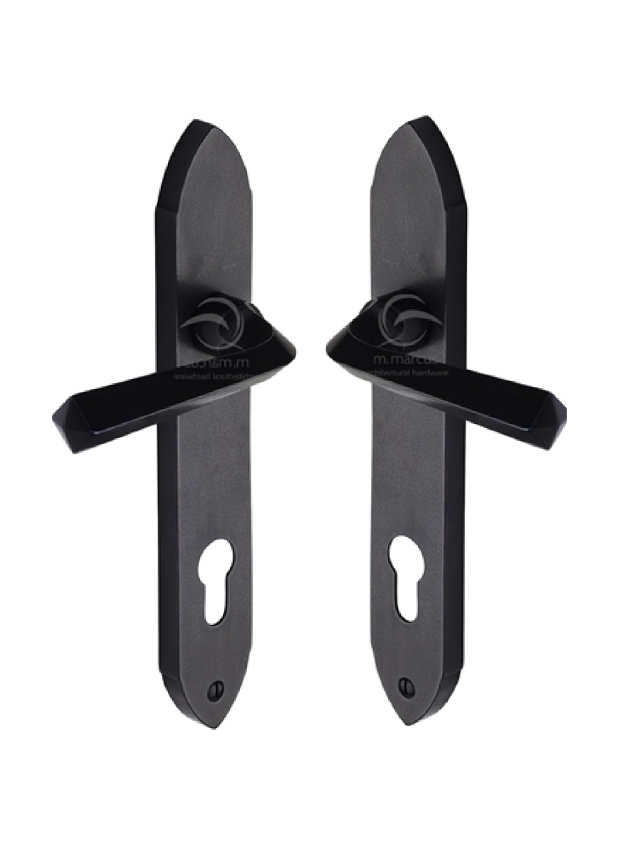 Rustic Dark Bronze Door Handle Euro Profile Plate Grafton Design -M.Marcus-RDB4448
