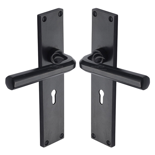 Rustic Dark Bronze Door Handle Lever Lock Octave Design-M.Marcus-RDB45400