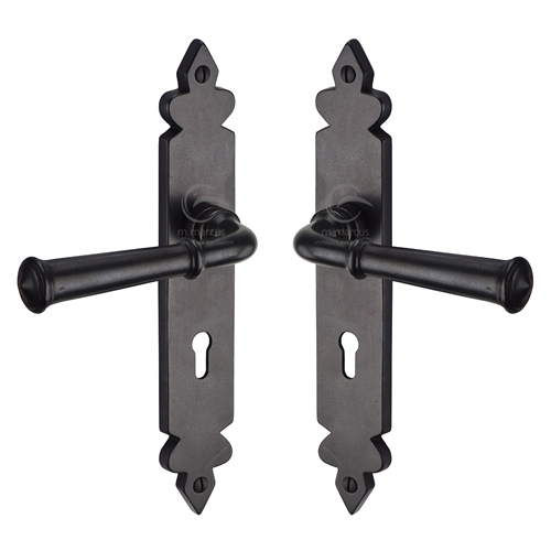 Rustic Dark Bronze Door Handle Lever Lock Ludlow Design-M.Marcus-RDB5800