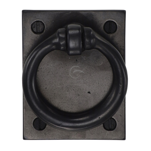 Rustic Dark Bronze Ring Drop Pull on Plate-M.Marcus-RDB6367