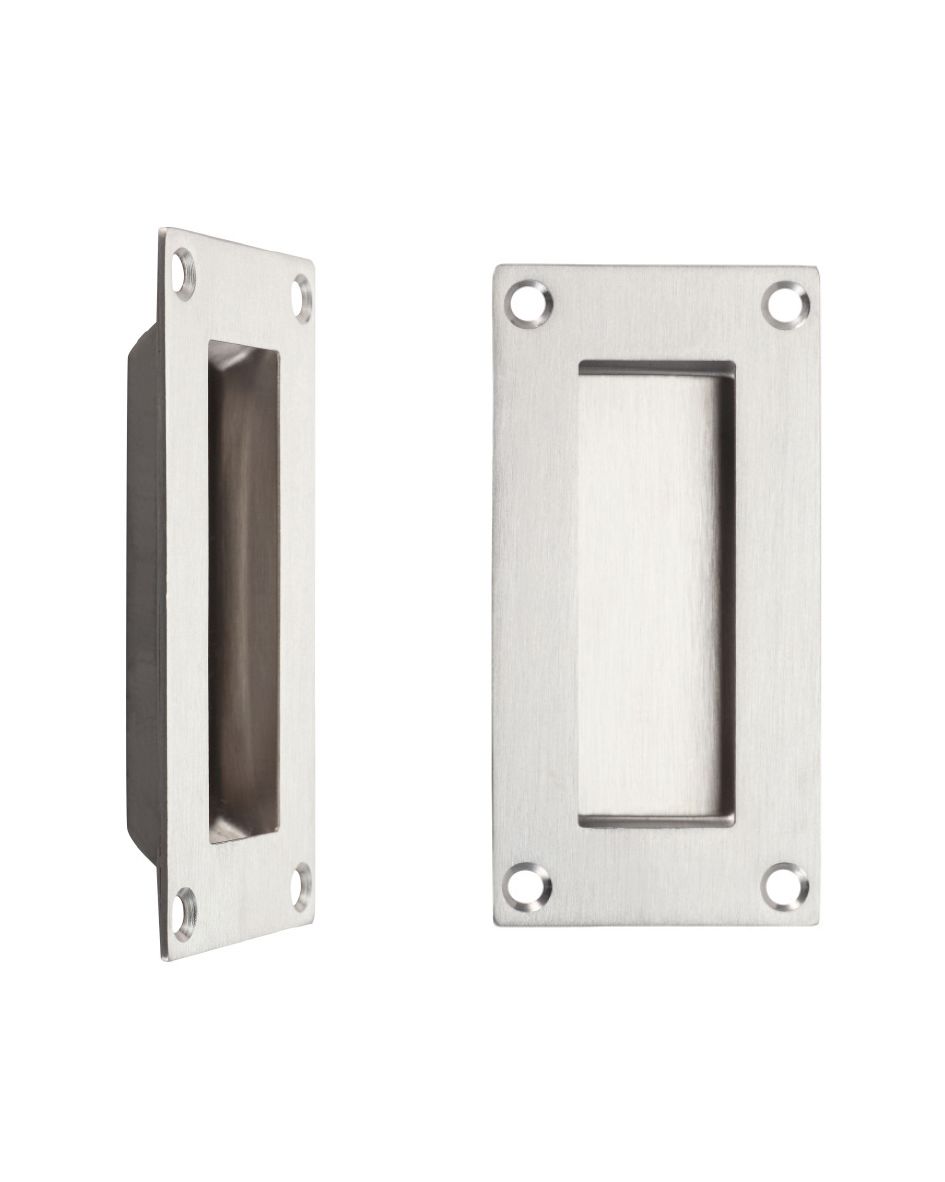 STEELWORKS Rectangular Flush Pull Handle Face Fix 100 x 50mm - Satin Stainless Steel