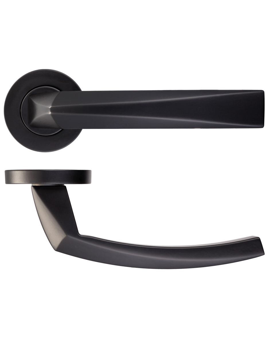 Rosso Maniglie RM010OMB Hydra Door Handle on Round Rose - Oscuro Matt Black