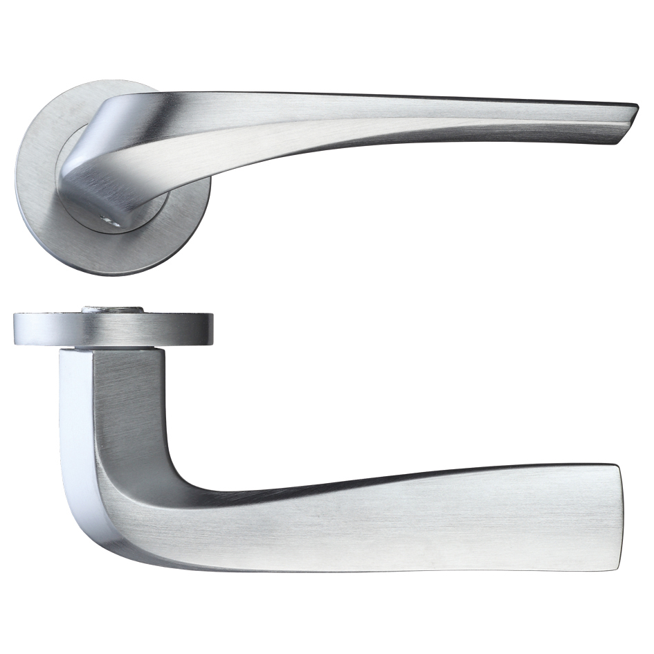 Rosso Maniglie RM060SC Aries Lever on Round Rose - Satin Chrome Satin Chrome