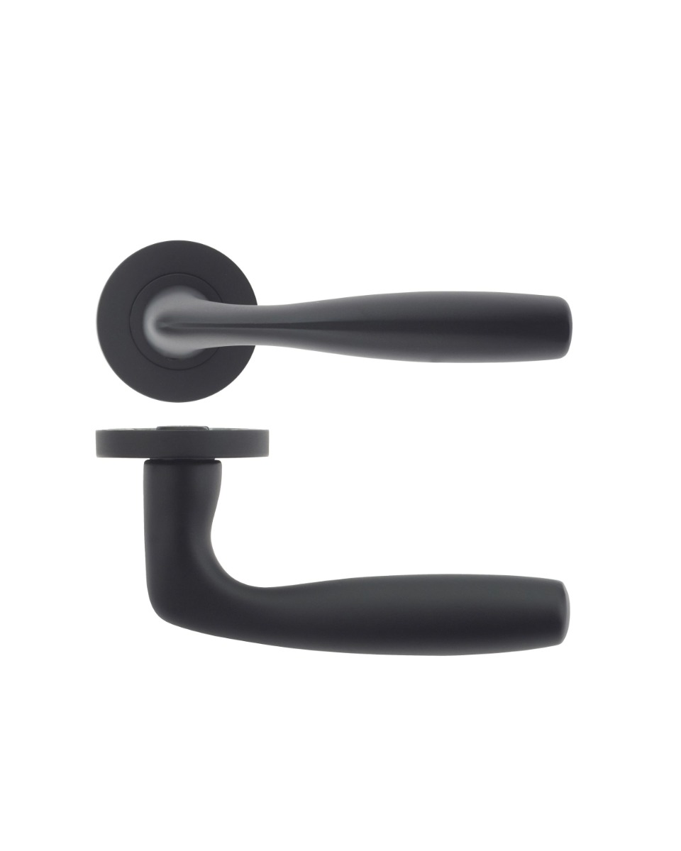 Rosso Maniglie RM070OMB Corvus Door Handle on Round Rose - Oscuro Matt Black