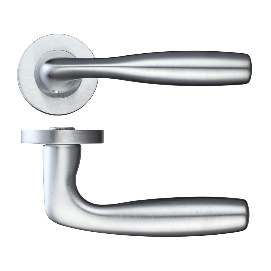 Rosso Maniglie RM070SC Corvus Lever on Round Rose - Satin Chrome Satin Chrome