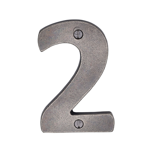 Rustic Pewter Door Numeral 2 Screw Fixing 76mm (3