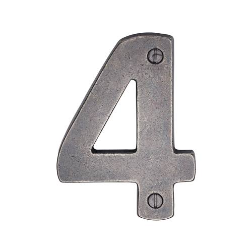 Rustic Pewter Door Numeral 4 Screw Fixing 76mm (3