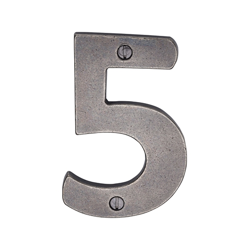 Rustic Pewter Door Numeral 5 Screw Fixing 76mm (3