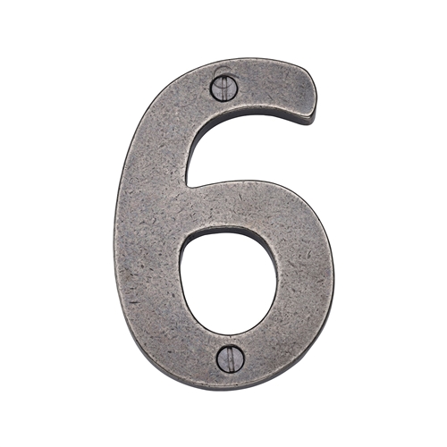 Rustic Pewter Door Numeral 6 Screw Fixing 76mm (3