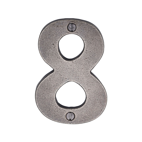 Rustic Pewter Door Numeral 8 Screw Fixing 76mm (3