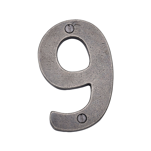 Rustic Pewter Door Numeral 9 Screw Fixing 76mm (3