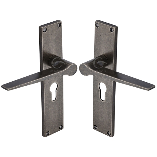 Rustic Pewter Door Handle Euro Profile Gio Design-M.Marcus-RPW41848