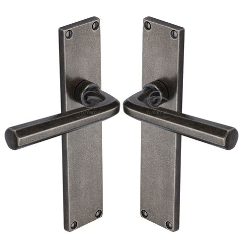 Rustic Pewter Door Handle Lever Latch Octave Design-M.Marcus-RPW45410