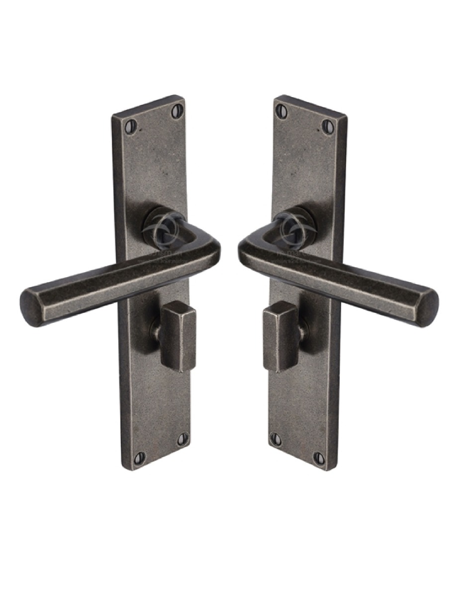 Rustic Pewter Door Handle Bathroom Set Octave Design-M.Marcus-RPW45430