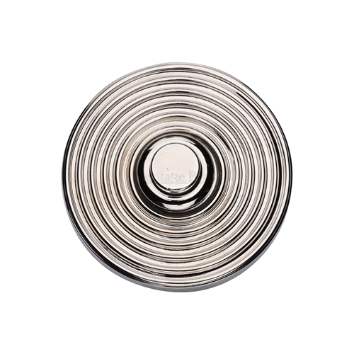 Heritage Brass Reeded Bell Push Polished Nickel