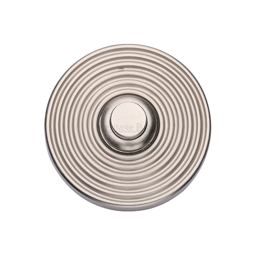 Heritage Brass Reeded Bell Push Satin Nickel