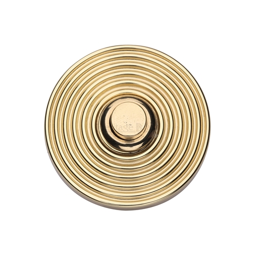 Heritage Brass Reeded Bell Push Unlacquered Brass