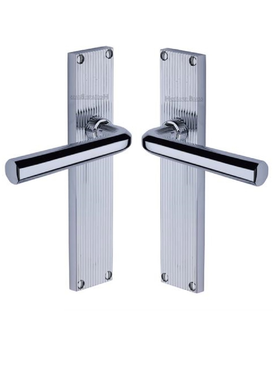 Heritage Brass Octave Reeded Lever Latch Door Handle PC Polished Chrome RR3710-PC