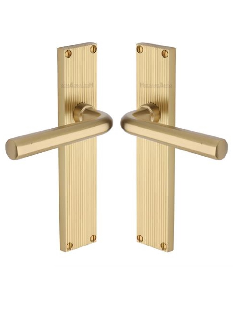 Heritage Brass Octave Reeded Lever Latch Door Handle SB Satin Brass RR3710-SB